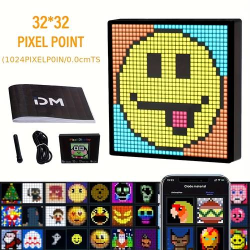 smart led pixel display screen programmable usb powered with bluetooth app control pixel art changing light for home gaming decor perfect gifts