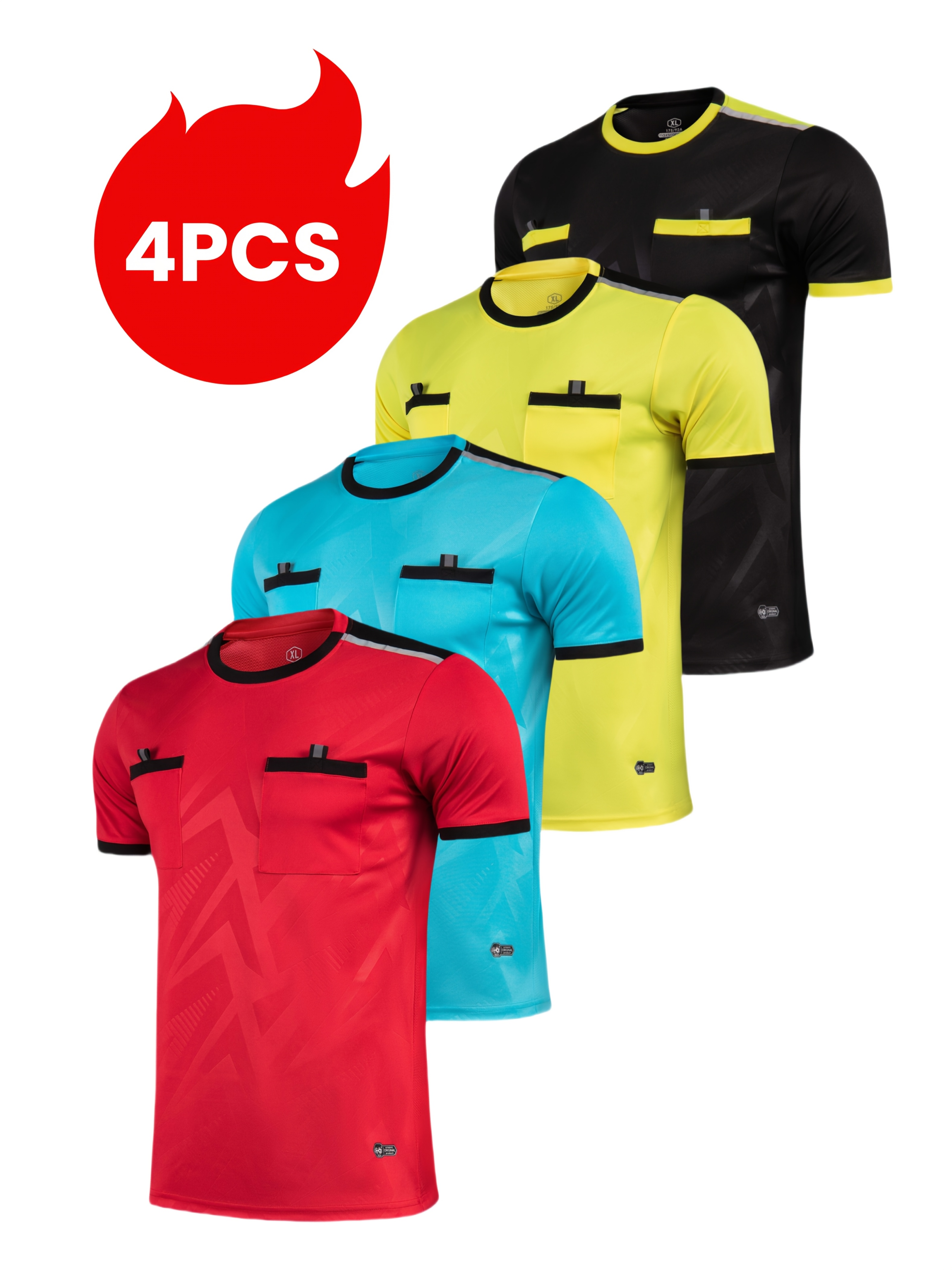 4pcs sports referee uniforms football volleyball table tennis and other sports training running comfortable sports pocket shirt breathable short sleeve t shirt