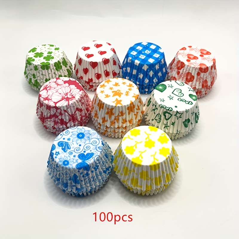 100pcs Colorful Cupcake Liners, Heat Resistant Oil-proof Muffin Paper Cups, Disposable Baking Wrappers For Home & Commercial Kitchen, Random Colors