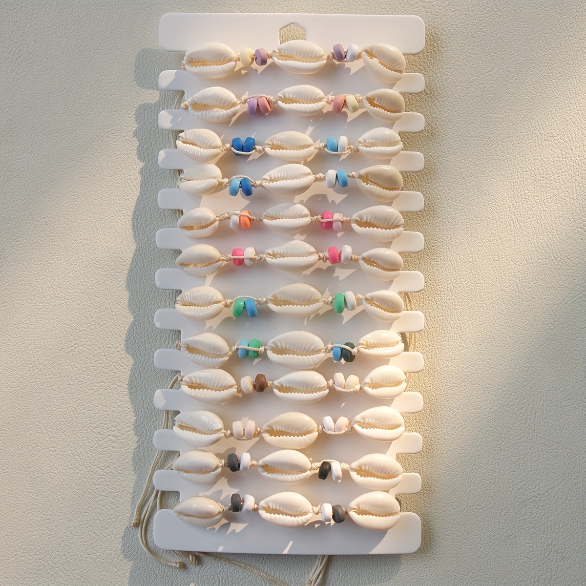 TEMU 12 Bohemian Minimalist Shell Beaded Colorful Soft Clay Beads Adjustable Bracelet Set For Women's Vacation Wedding Music Festival Party
