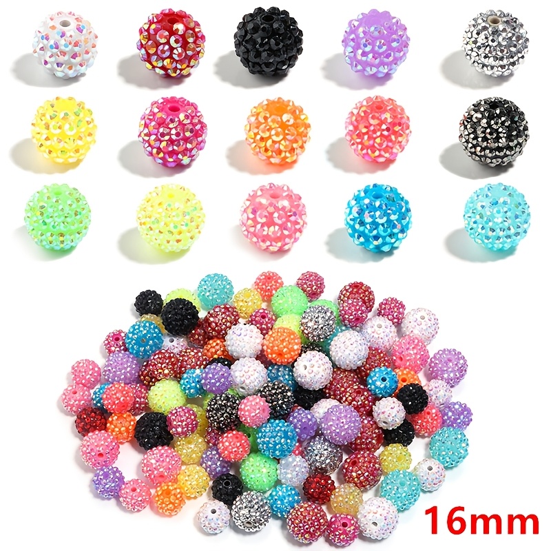 TEMU 20pcs 16/20mm Round Disco Ball Beads, Bulk Large Beads, Suitable For Making, Bracelets, Christmas Crafts, Party Supplies - Bulk Charm Bead Pack