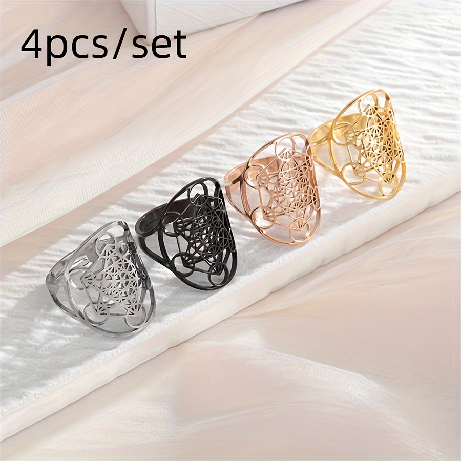 

4pcs/set Stylish Men's Geometric Metatron Women's Exquisite Amulet Jewelry Gift Stainless Steel