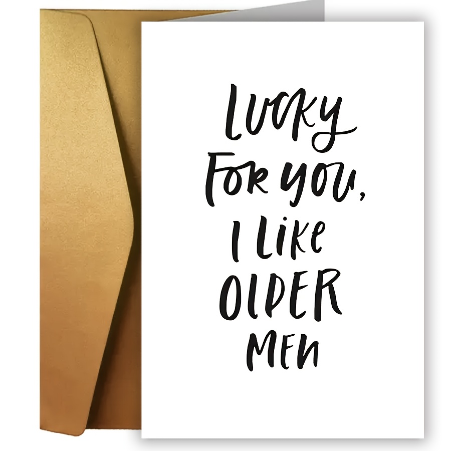 

1pc 'i Like Older Men' Greeting Card For Husband - Personalized Valentine's Day Card, Theme, Cartoon Pattern, Paper Material, Ideal For Birthday & Anniversary Celebrations