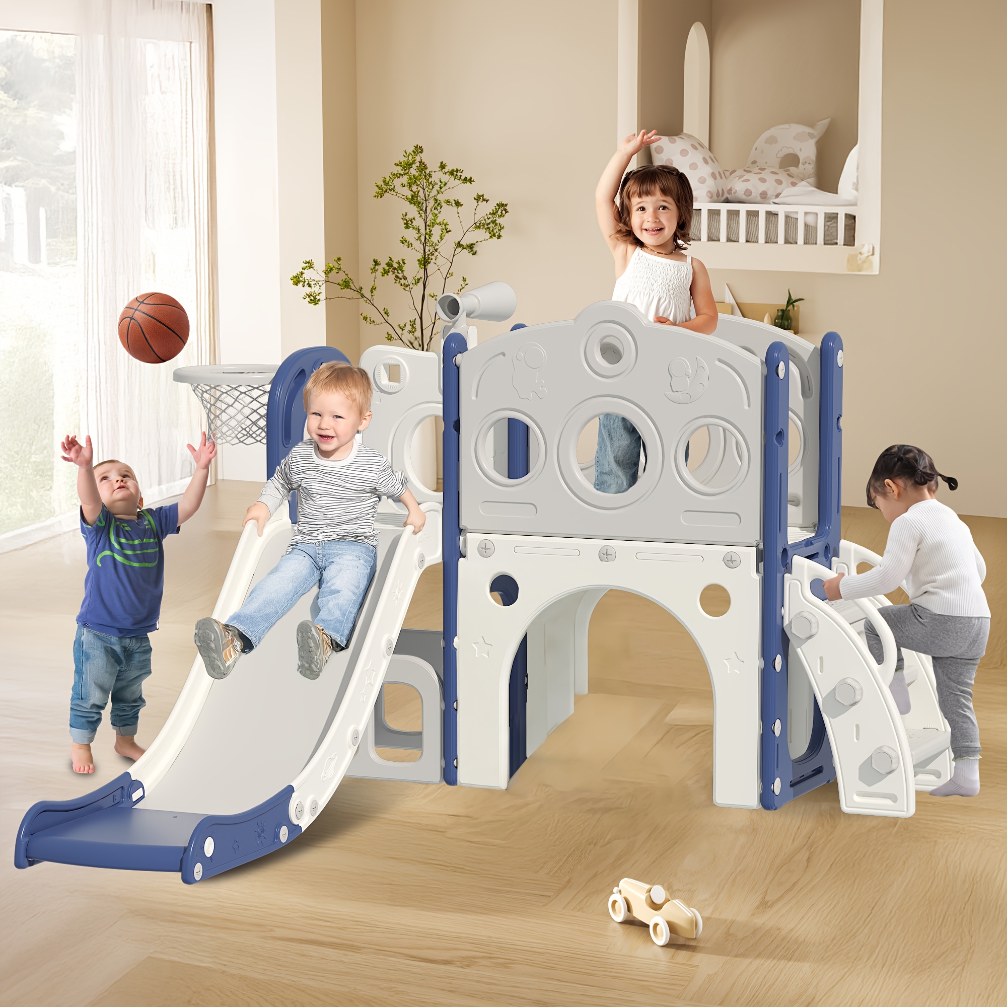 Toddler Slide And Swing Set 8 In 1, Kids Playground Climber Slide Playset With B
