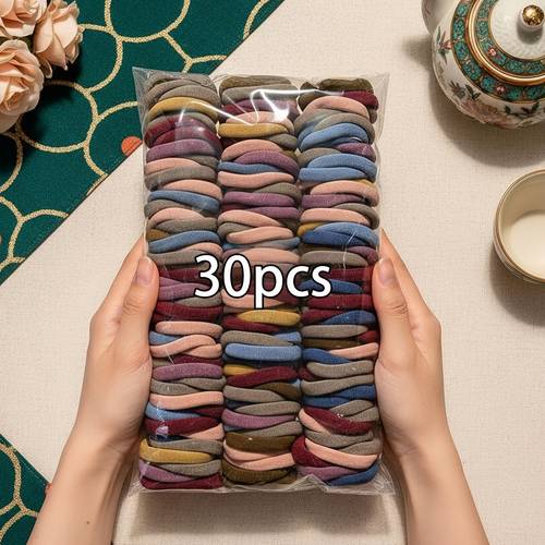90pcs 60pcs 30pcs womens hair accessory set retro bohemian headband high seamless hair tie durable elastic ponytail hair tie girls mixed color band set holiday gift