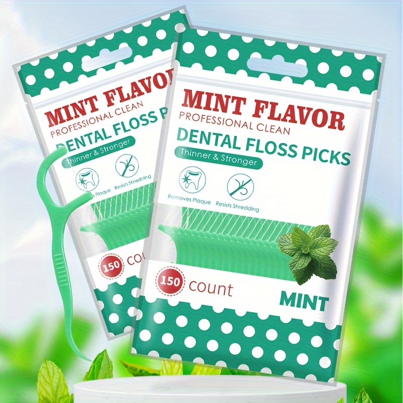 Image of 300pcs Mint Flavored Dental Floss Picks - & Stronger Clean, & More Hygienic, Ideal For Home & Travel Oral Care, Dental Gifts