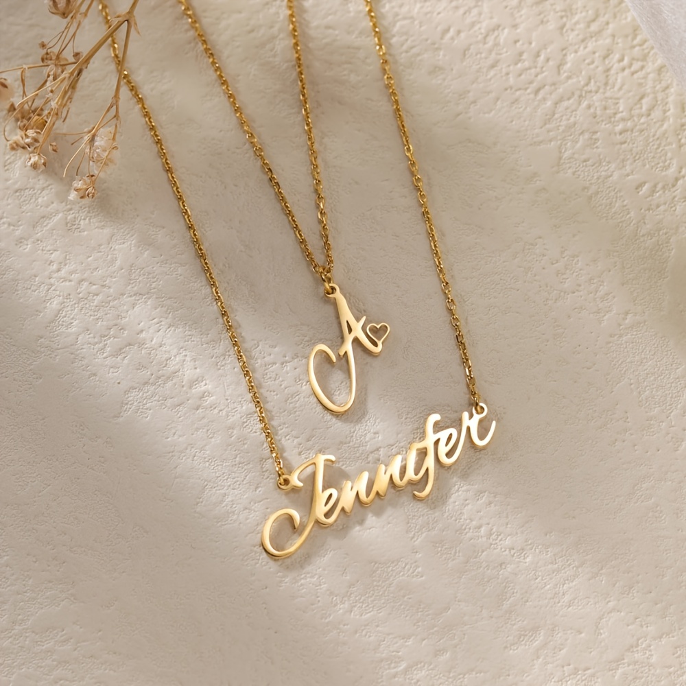 Custom Double Layered Heart Initial Necklace, Personalized Gift