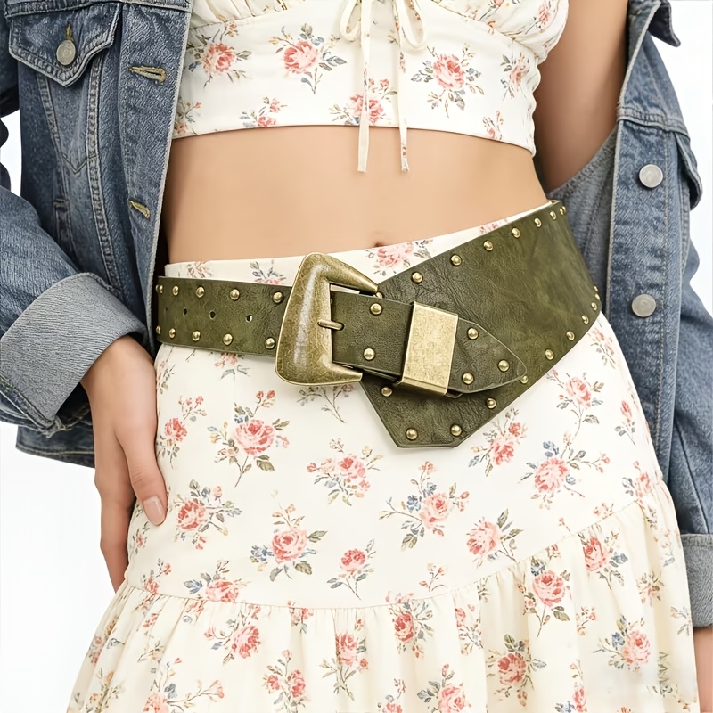 TEMU Women's Belt Featuring A Y2k Street Bohemian Vintage Style With Studded Decorations, Pairing With Dresses, Skirts, Shorts, Pants, Jackets, And