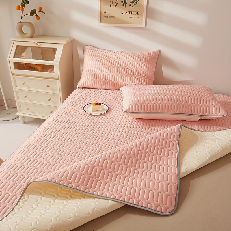 3pcs   cool latex mat latex mat 1 pillowcase 2 no core breathable soft solid color mattress set bedroom dormitory hotel bedding set details 10