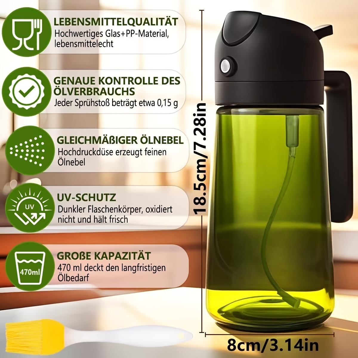 1 2pcs set 16 ounce glass oil bottle and sprayer set multi functional olive oil bottle exquisite label kitchenware   suitable for salad dressing barbecue baking cooking and is an essential item   details 2