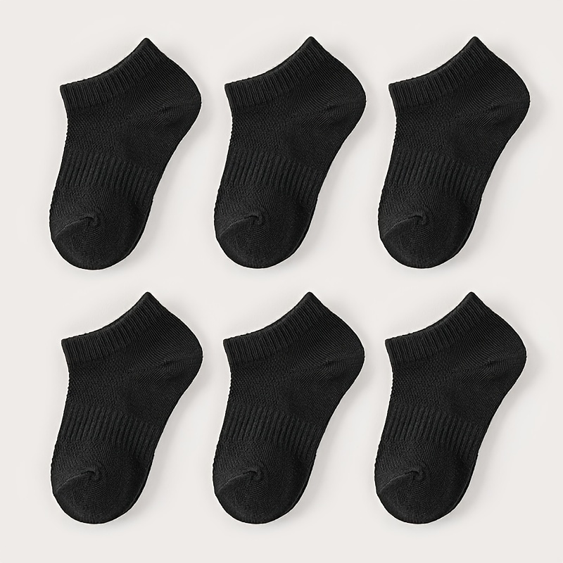 TEMU 6 Pairs Kids Breathable Mesh Ankle Socks, Solid Color, Boys Socks Perfect For Spring/summer