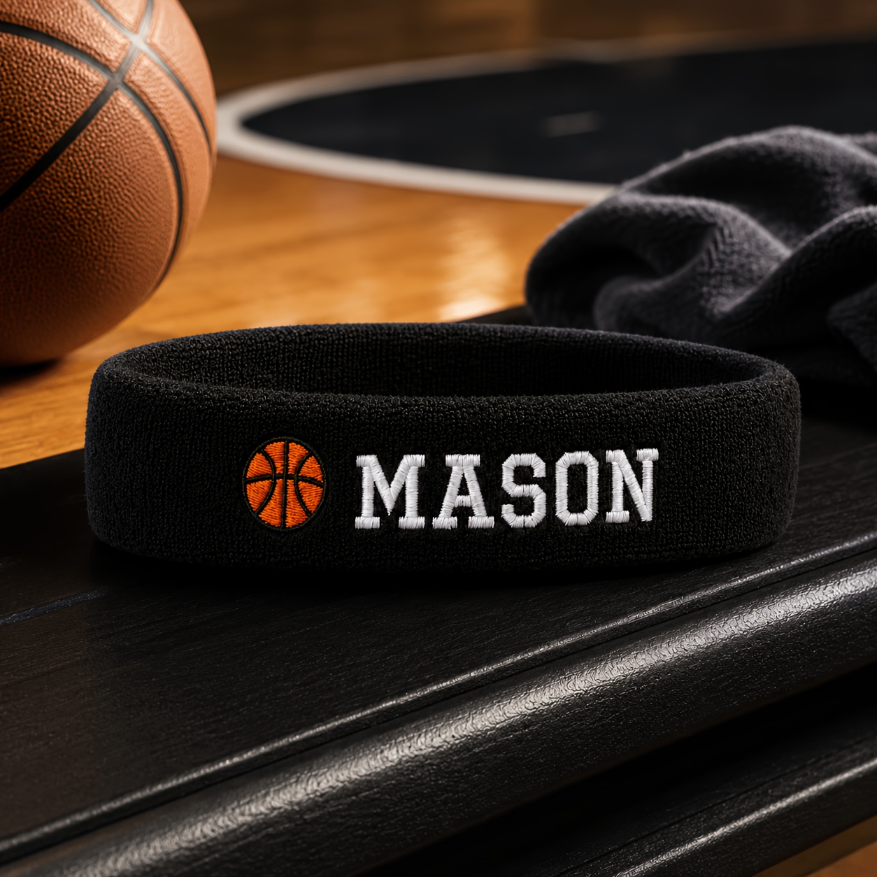 TEMU 1 serre-tête de sport de basketball personnalisé, serre-tête de football brodé, serre-tête de nom personnalisable, serre-tête en tissu