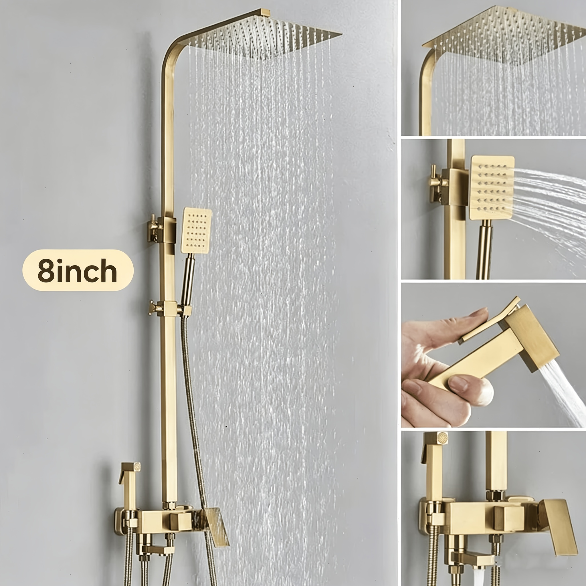 Shower Fitting Golden Brushed Shower System Shower Set Set With Hand Shower Rain Shower Set Bathroom
