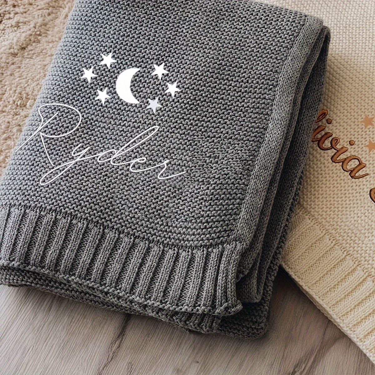 Personalized Custom Embroidered Name Blanket, Warm Chunky Stroller Blanket