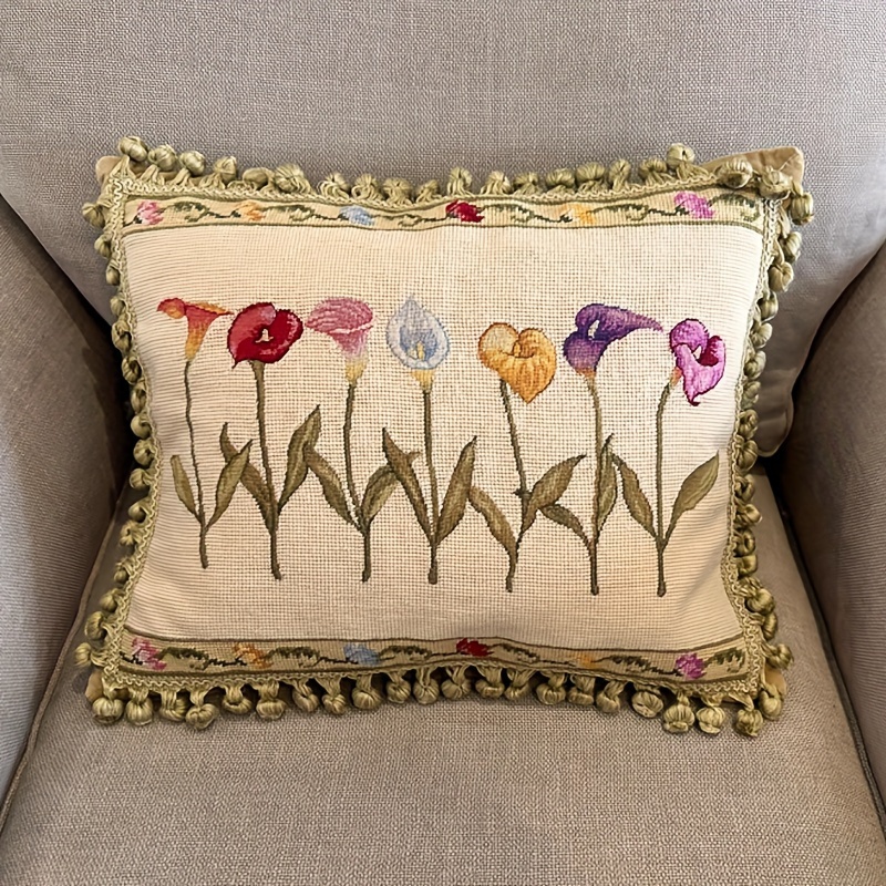 

1pc Needlepoint Hand-embroidered Wool Throw Pillow Designs (excluding Pillow Core)