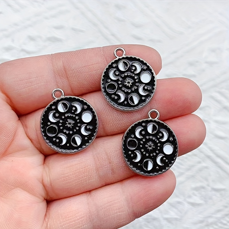 

10-pack Enamel Sun And Moon Charms For Diy Jewelry Making, Alloy Pendants For Necklaces And Earrings, Craft Supplies With White Plating