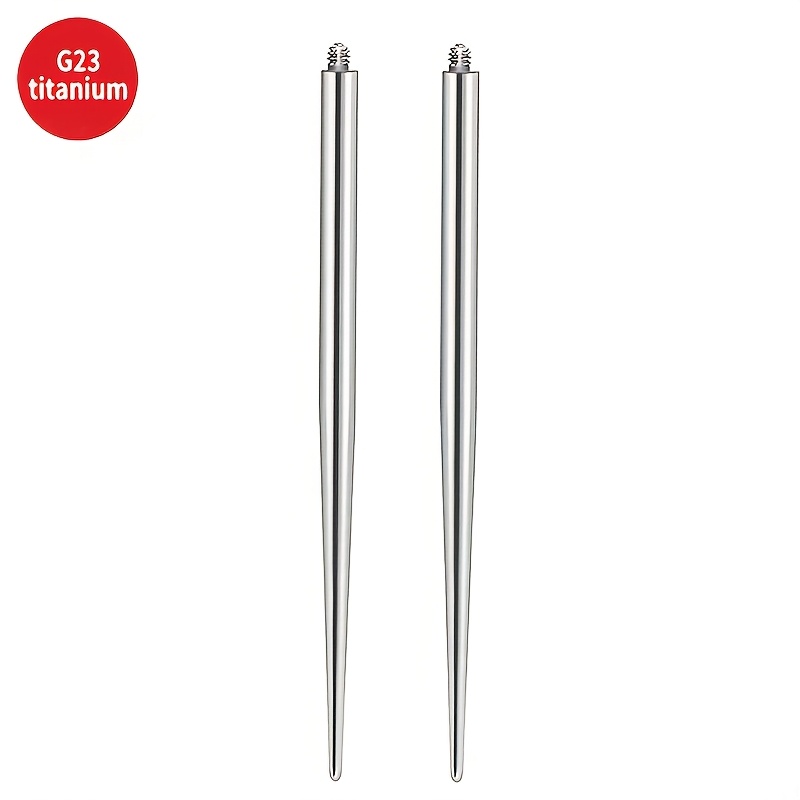 TEMU Lot de 2 clous pour lèvre, langue, cartilage d'oreille, barre de en alliage de titane, boule de 0,, filetage interne, aide pour le perçage et
