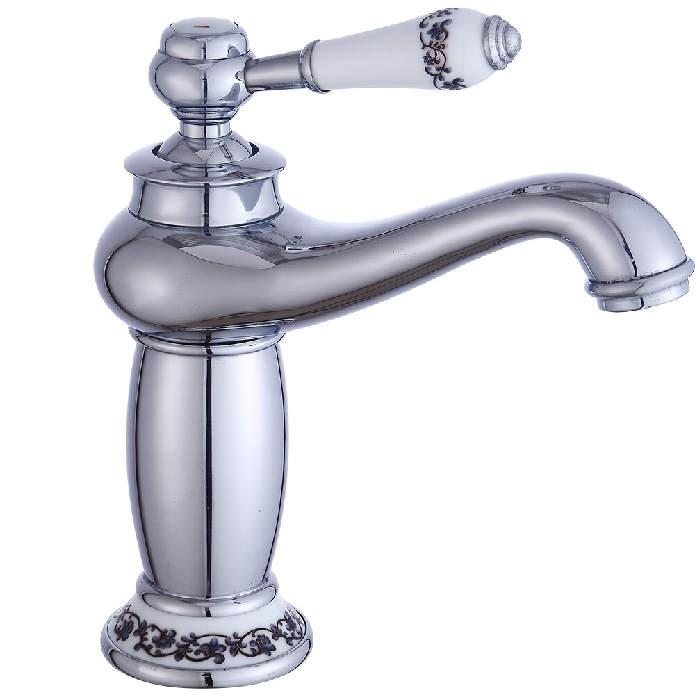 TEMU Robinet de lavabo rétro nostalgique, robinet de salle de bain de style antique avec poignée à unique et accessoires d'installation