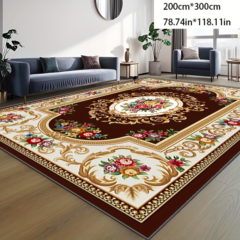 

1pc Area Rug - , 800g/sqm, 5mm , Polyester, & And Dot Plastic Bottom, Backing, For , , Dining , , , , & Use