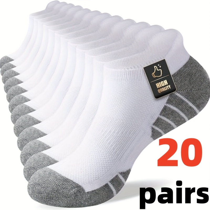 TEMU 20-pair Men's Sports Socks, Random Color Socks, Breathable And Sweat-absorbent For , Business Socks, Men's Crew Socks, Outdoor Casual Sports