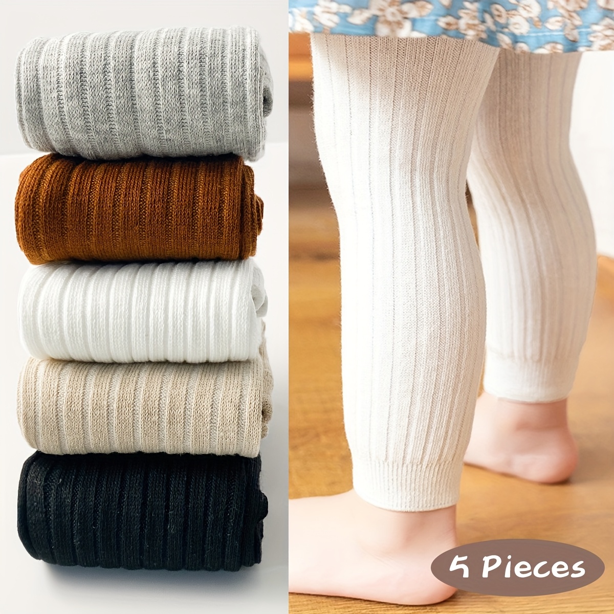 5pcs Baby Girl' Color Tights In A For Children And Kids
