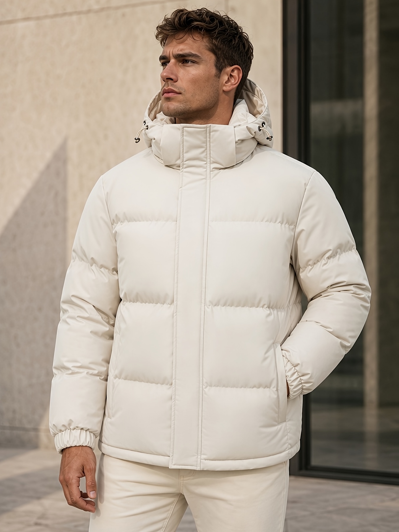 Men's Loose-Fit Hooded Padded Jacket for Winter