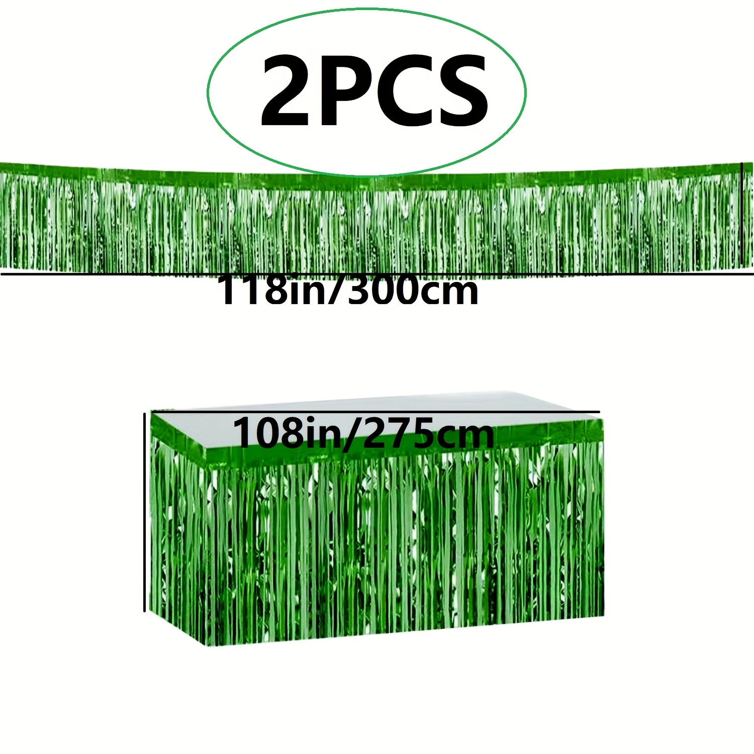 E-shop 2 Stück Grüne Tischdecke Banner Set, Grüne Kunststofffolie Quasten Tischdecke Banner, Grüne Banner Hintergrunddekorationen, Geeignet für
