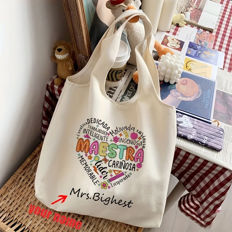 TEMU Bolso Tote Personalizado con de de de Español, Bolso de de Literatura, Bolso de Harajuku para Viajes, Regalo para