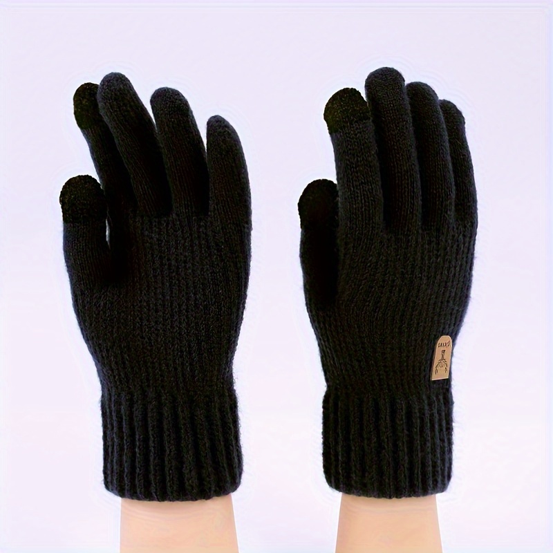 TEMU Gloves - Thick, & Touchscreen Compatible For Cycling And Driving | Soft Striped -finger