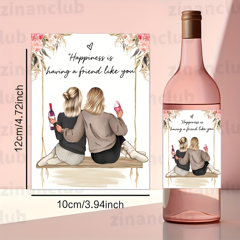 2pcs " Having " Wine Bottle Stickers, Measuring 11.94 X 9.91 Cm, Perfect For Birthday Parties And Celebrations, Making Them An Ideal Gift For Best And Girl