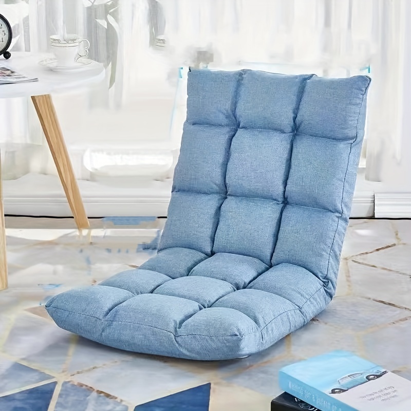 ergonomic floor chair with 5 adjustable   strong load bearing foldable lazy sofa for living room bedroom white linen fabric comfortable seating for reading relaxing no   versatile seating modern furniture   blue 8