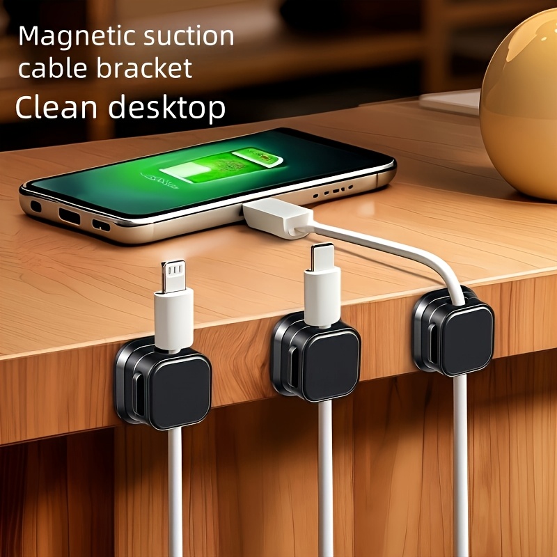 2/4/6pcs PP Magnetic Cable Clips: Adjustable, Non-slip Cable Organizer, Charging Cable Storage Clip, for Neat Office Desk, Car and Home Wiring Fixing Storage Practical Gadget