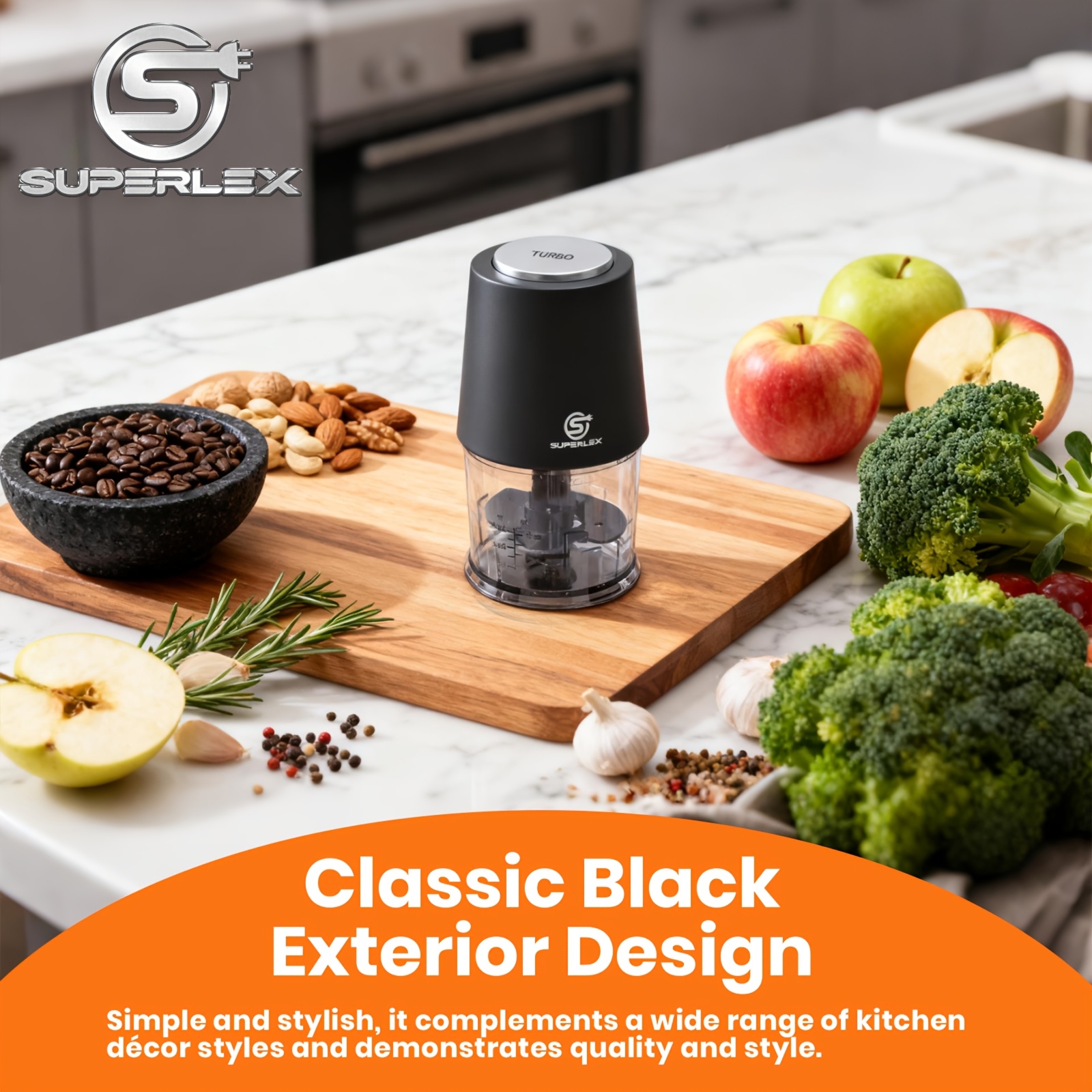 TEMU Superlex Mini Electric Food Chopper, 2-speed Settings, One-button Operation, , Can Quickly Ingredients, With A 600ml Jar, Small Kitchen Food