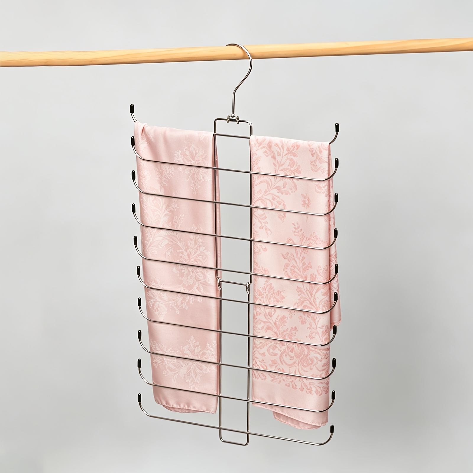 TEMU 1pc Metal Scarf Organizer, A Multifunctional Hanger For Home With Large Capacity. It Can Hold Ties, Belts, Silk Scarves, Vests, Camisoles,