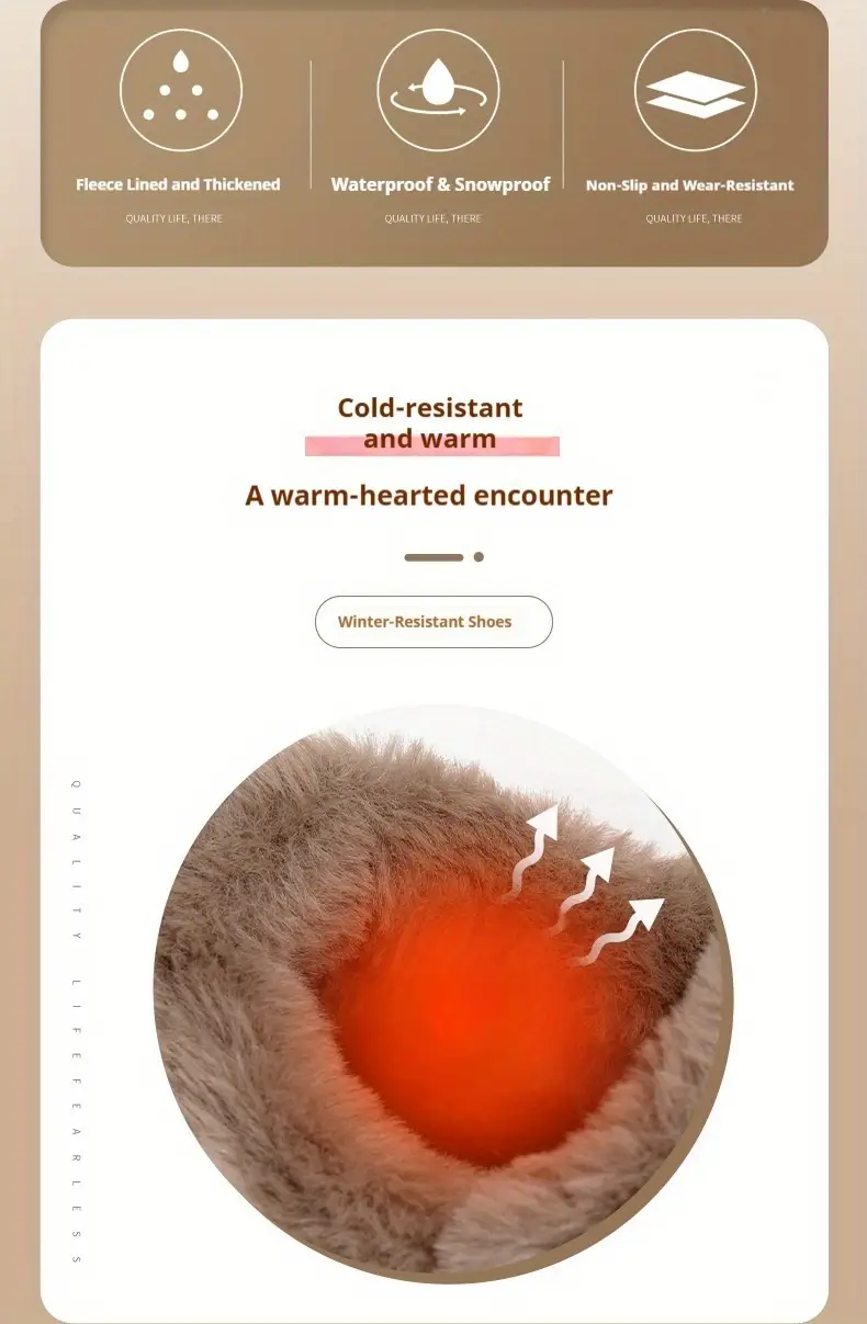 autumn winter plush lined thick warm snow boots versatile outdoor slip on with block heel comfortable round toe for casual daily use and cold weather hiking Product details 2