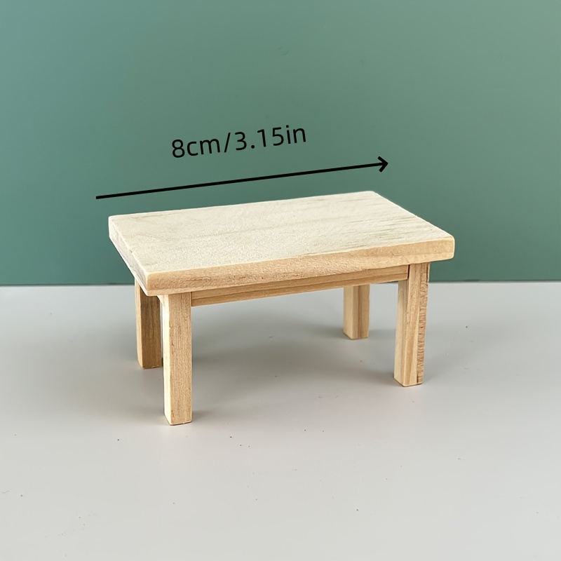 Image of 1pc Wooden Mini Chair Or Table Model Micro Landscape Furniture Ornament Home Decor Wooden Craft