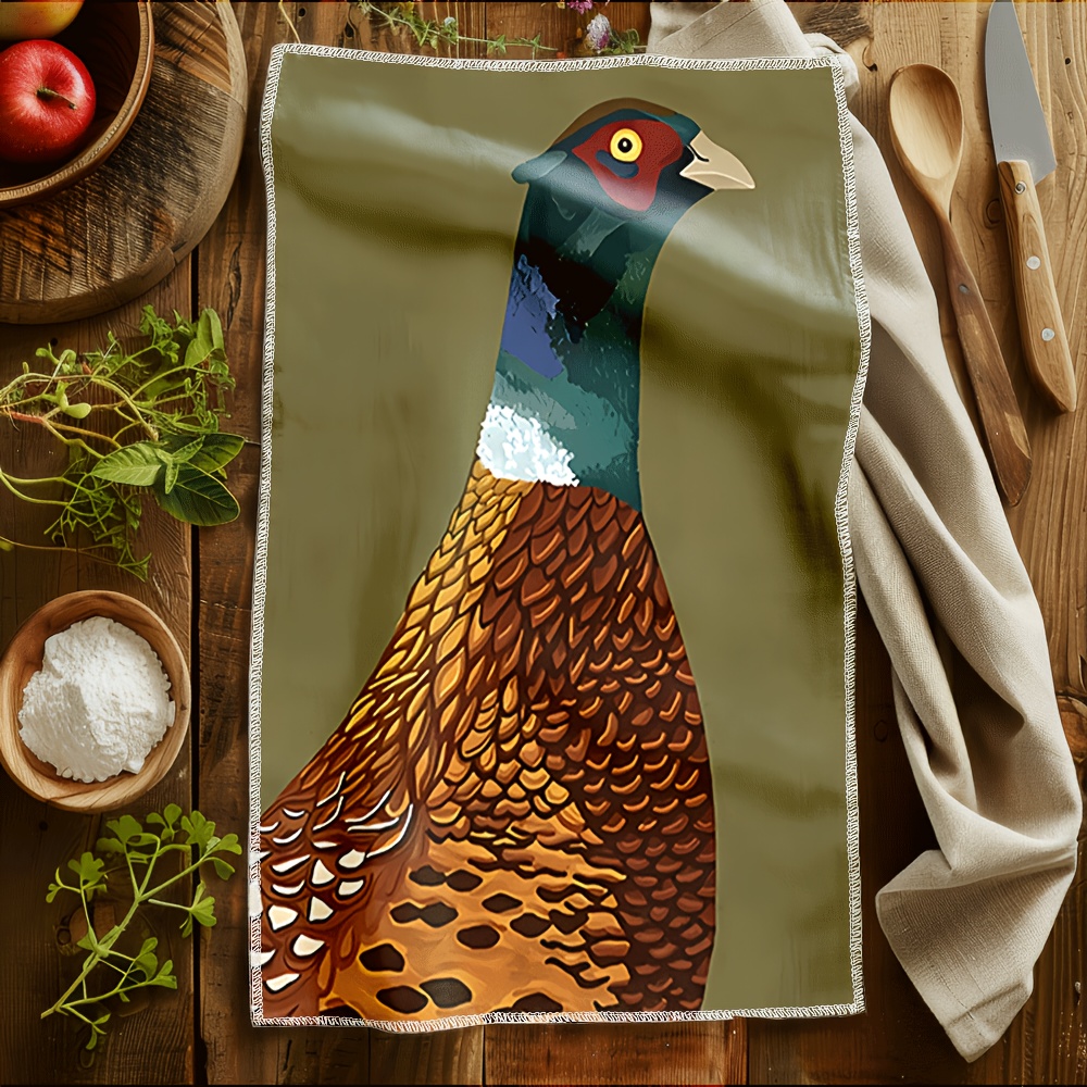 TEMU 2d/flat 2pcs, Kitchen Towels, Dish Towels, Dishcloths, Colorful Pheasant Bird Microfiber, Moisture-absorbing, Quick-drying, Machine Washable,