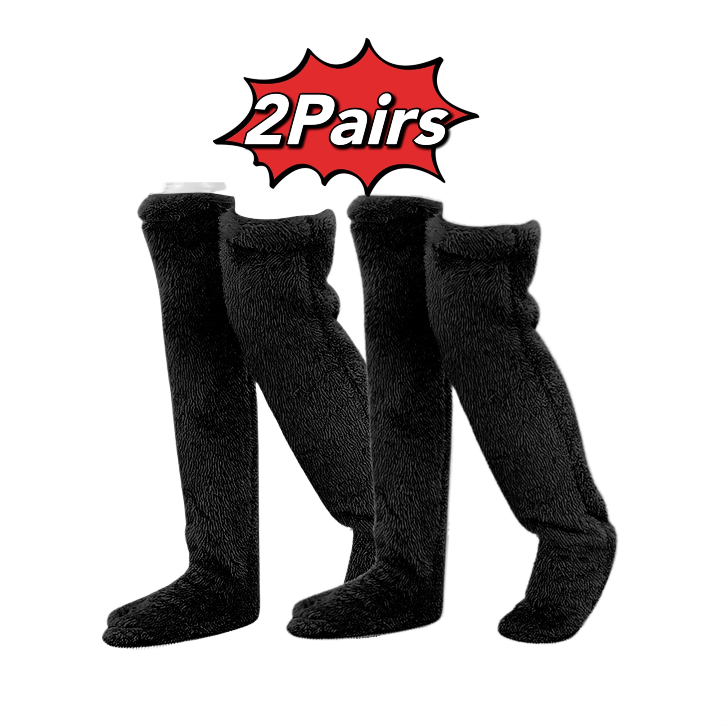 TEMU Solid Color Over-the-knee Plush Socks, Winter Soft Windproof Warm Fuzzy Long Stockings, Women's Casual Leg Socks