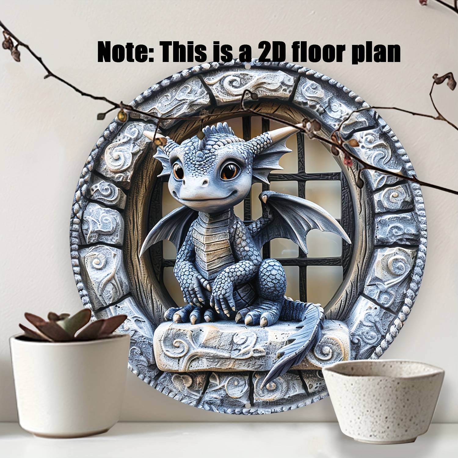 

Flying Dragon Aluminum Wall Art - 8x8 Inch, Waterproof & Sun-protected, Perfect For Cafes, Kitchens, Bars & Home Decor