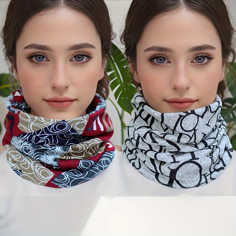 2pcs Retro Snowflake Pattern Neck Gaiter Set, Bohemian Soft Warm Elastic Band Hat For Winter Outdoor Windproof And Cold Protection
