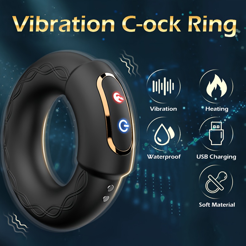 Men'S Vibrating Ring Lock Sperm Ring 9 Frequency Vibration Function Heating Ring USB Charging Easy to Clean
