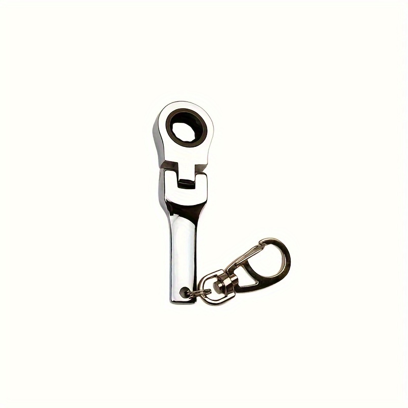 A Keychain With A 10mm Ratcheting Wrench Featuring A Matte Surface