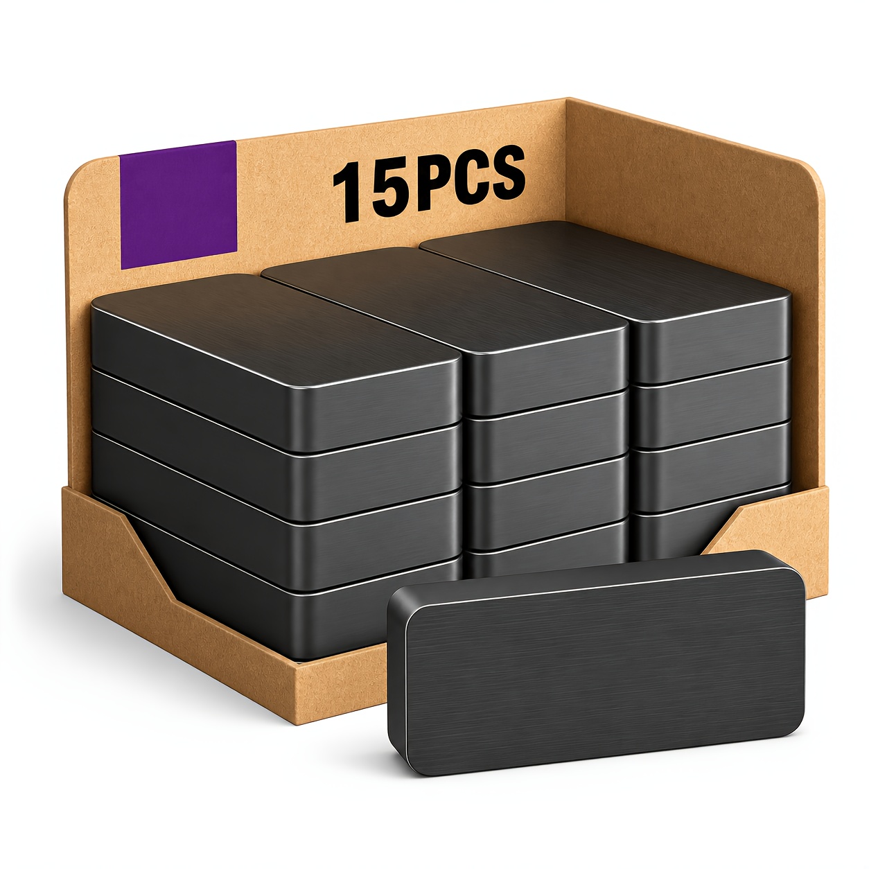 TEMU 15pcs Of 20x10x5mm Black Block Magnets, Heavy-duty Rectangular Magnets, Suitable For Refrigerator Industrial Organization