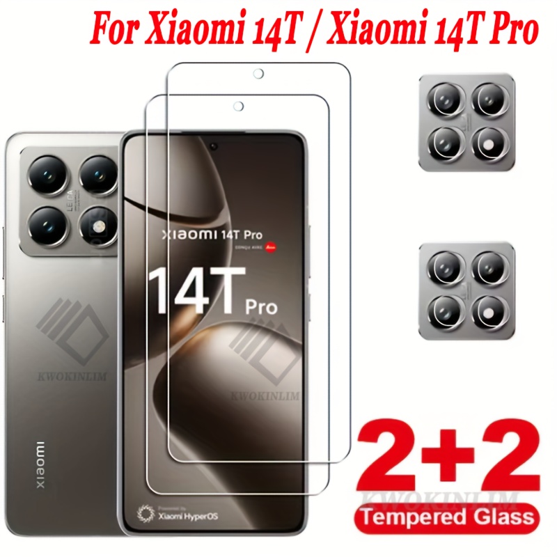 Image of [2+2] For Xiaomi 14t Pro/14t Tempered Glass Screen Protector And Camera Lens Kit, 2 Tempered Glass Films + 2 Lens For Xiaomi 14t Tempered Glass For Xiaomi 14t Pro Lens Film