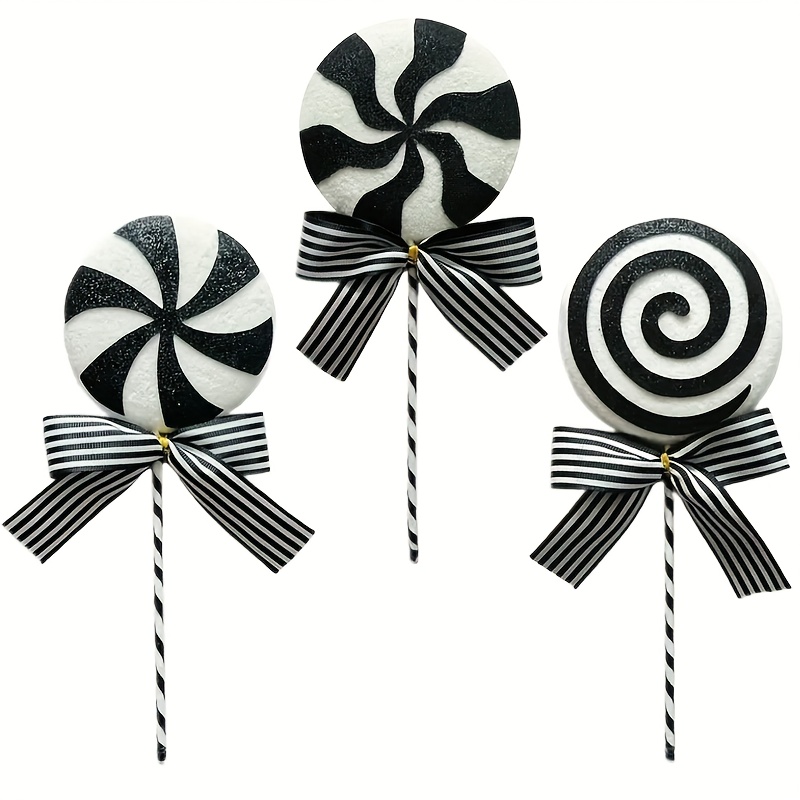 Image of 3pcs Black Halloween Decorative Stems, 9.8-inch Christmas Tree Wreath Decoration Diy Craft Holiday Party Artificial Flowers, Home Vase Filler Decor, Thanksgiving And , Christmas Decorations
