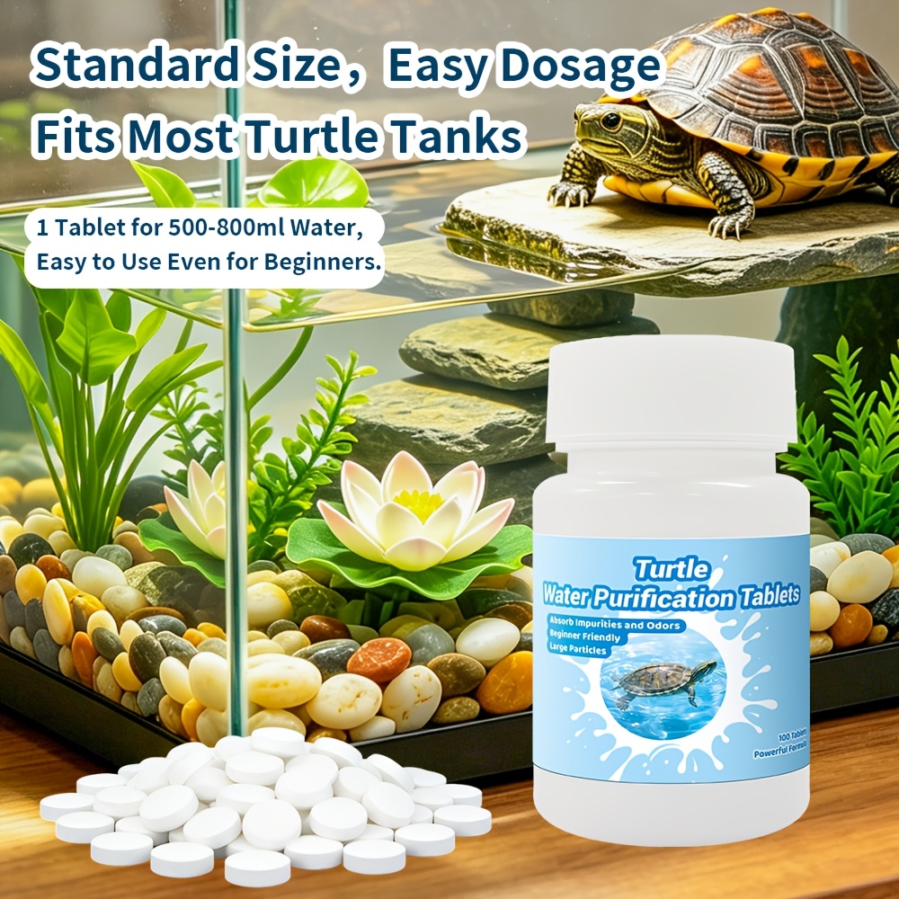 Turtle Tank Daily Care Tablets, Mild Water Quality Regulator, Absorb Floating Impurities, Keep Water Fresh, Practical Reptile Feeding Additions