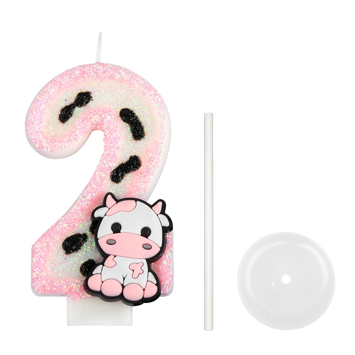 Image of Pink Cow Number Candles - 3d Animal Design For Birthdays, Weddings & Celebrations - Choose From Numbers 0-9