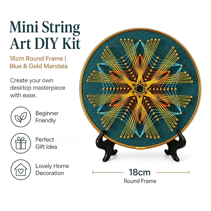 Handmade Embroidery Kit, Geometric Pattern String Art