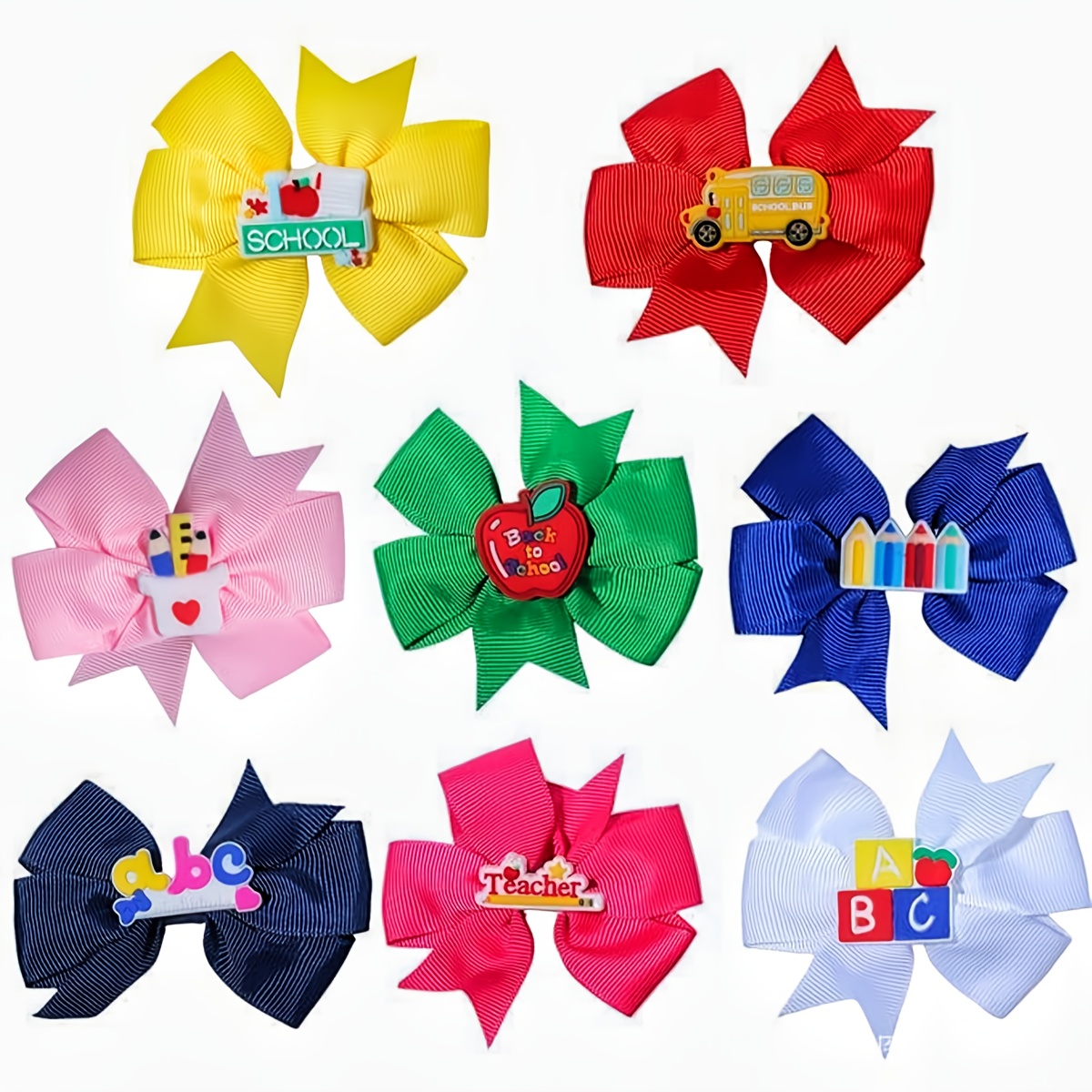 

8pcs Cute Bow Hair Clips Set For Girls - Assorted Colors, Back To School Styling & Casual Attire, Hair Accessories For Girls