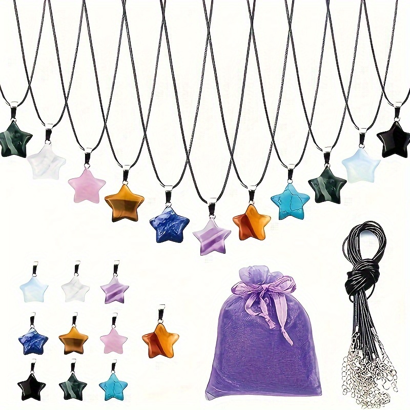 

20-piece Star-shaped Pendant Set, Artificial Crystal Charms, Assorted Quartz Bead Ornaments For Necklace Crafting, Ideal For Holiday Gifts